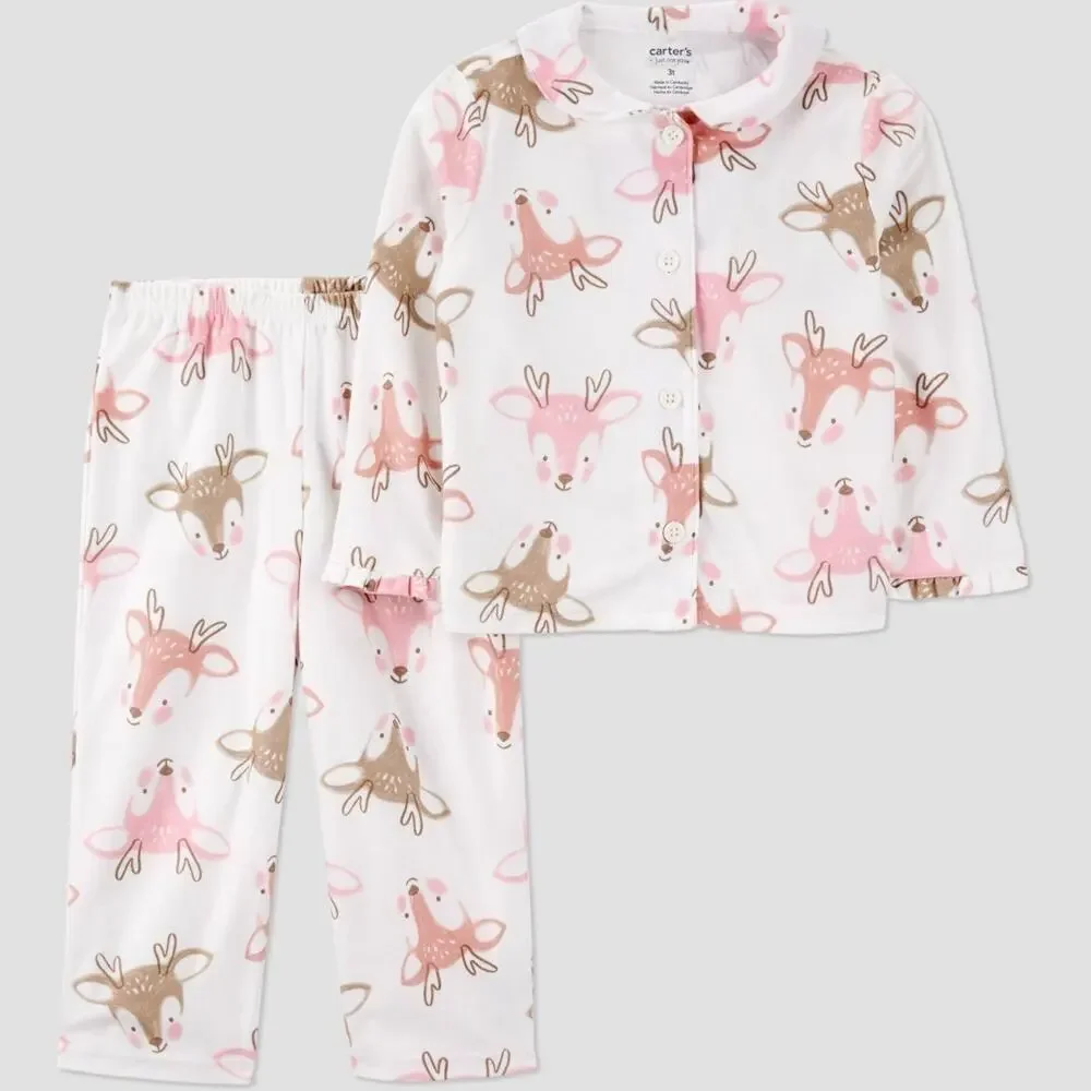 Carter's Just One You Toddler Girls' 2pc Christmas Reindeer Pajama Set 18M Pink